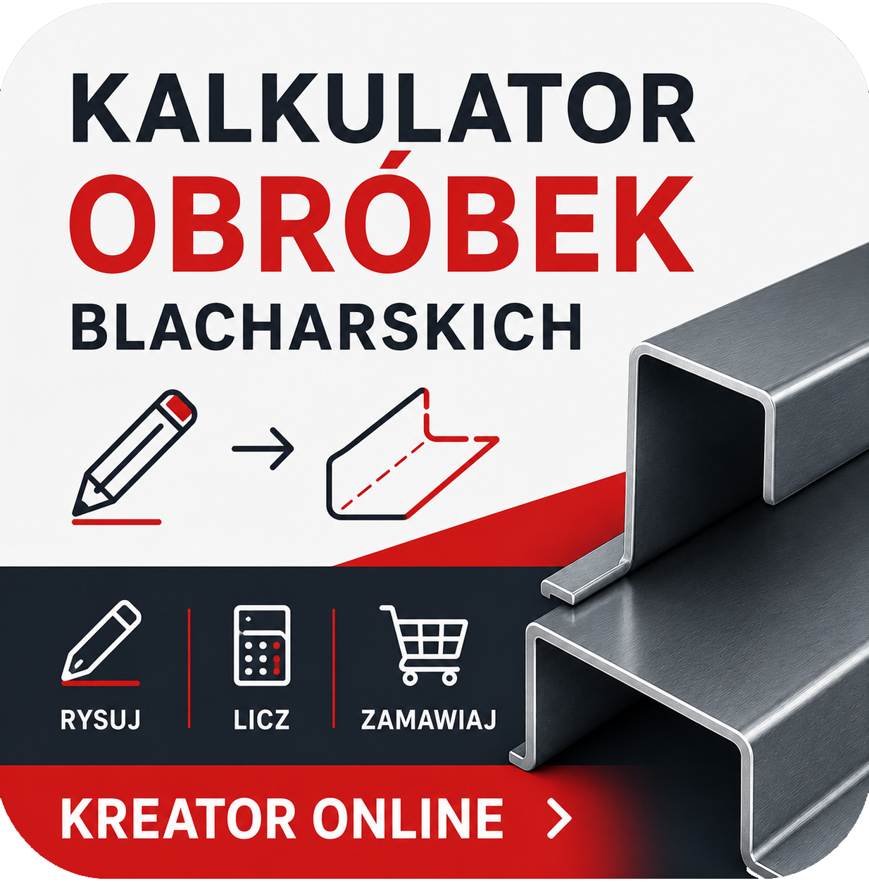 Narysuj, wyceń i zamów obróbki blacharskie online - Kalkulator
