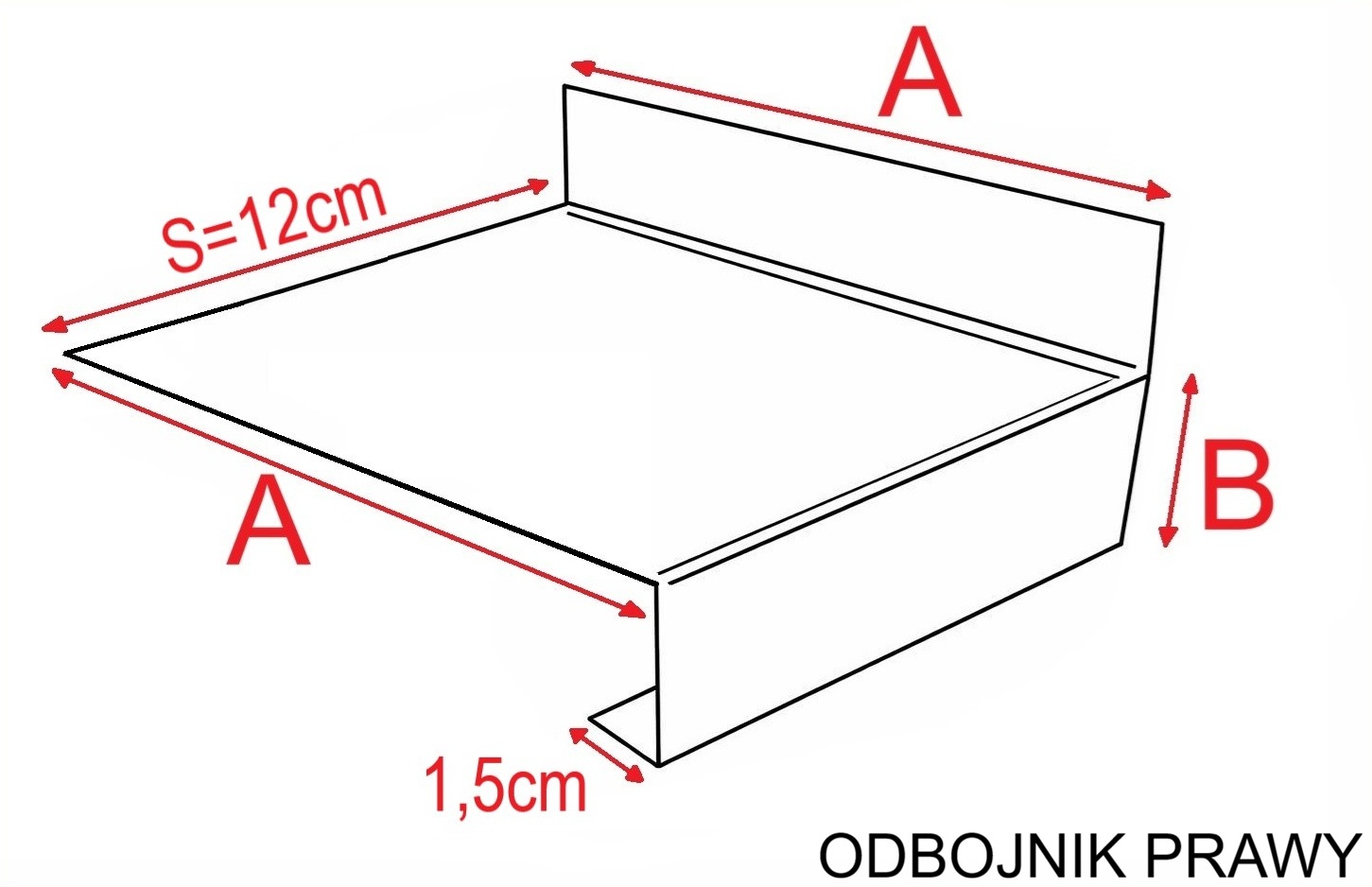 Odbojnik prawy profili balkonowych aluminiowych