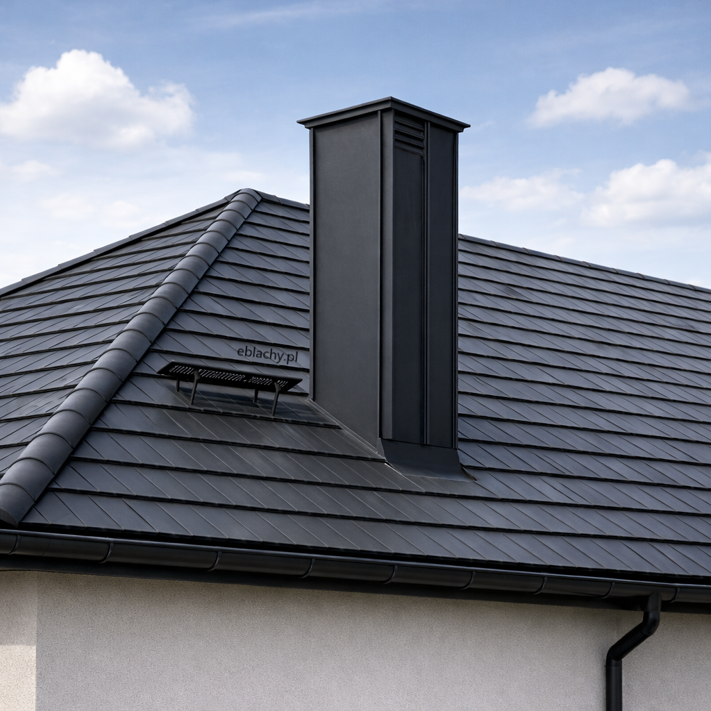 Opierzenie komina z blachy - Rąbek na komin