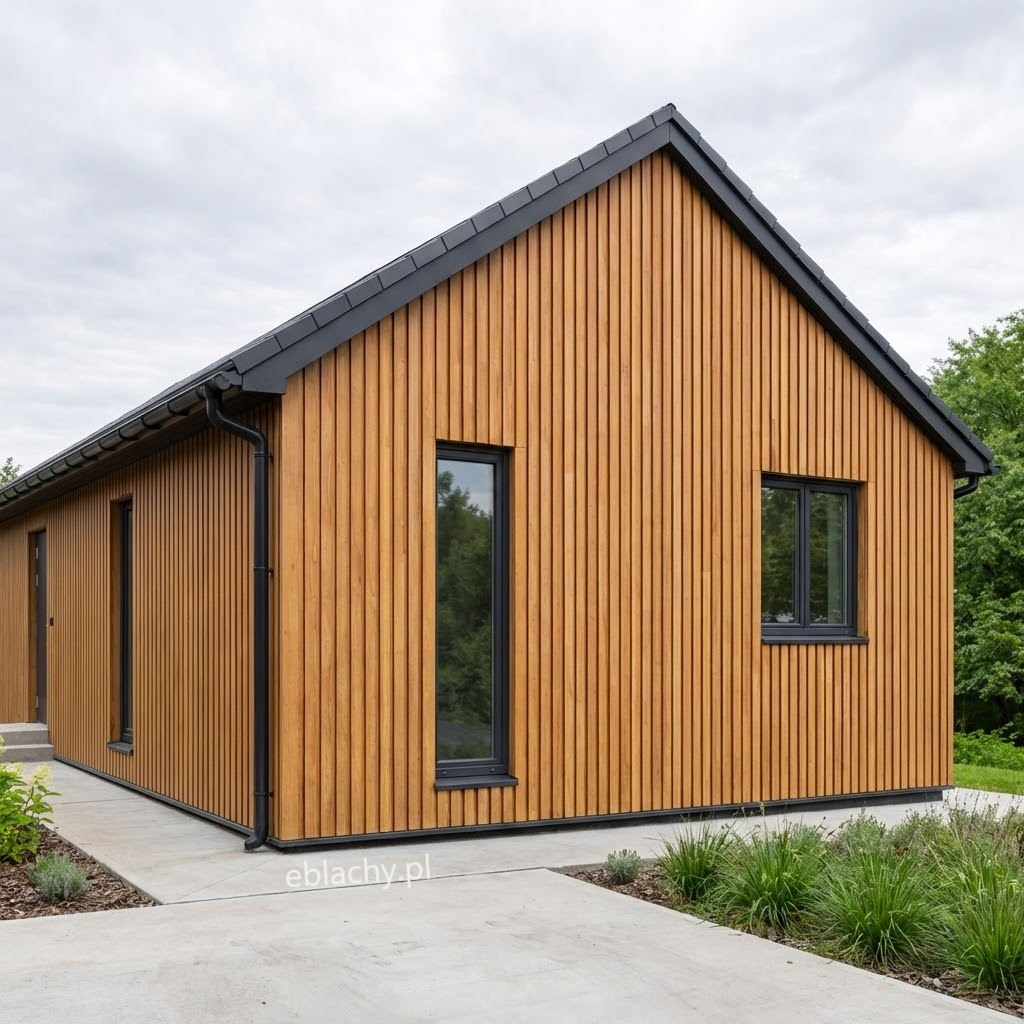 Lamele imitujące deskę na fasadę - Elewacja z blachy