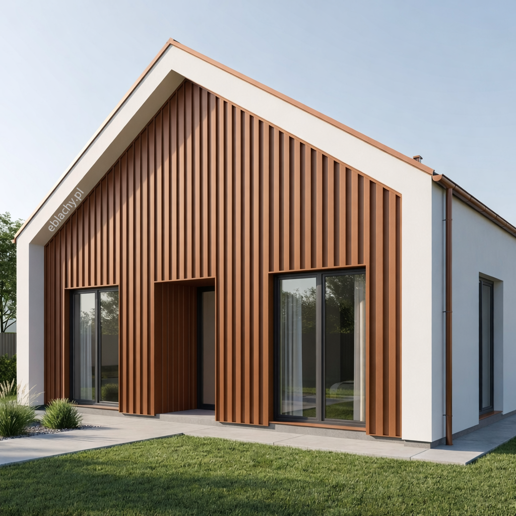 Nowoczesny dom z lamelami na ścianie szczytowej - Producent