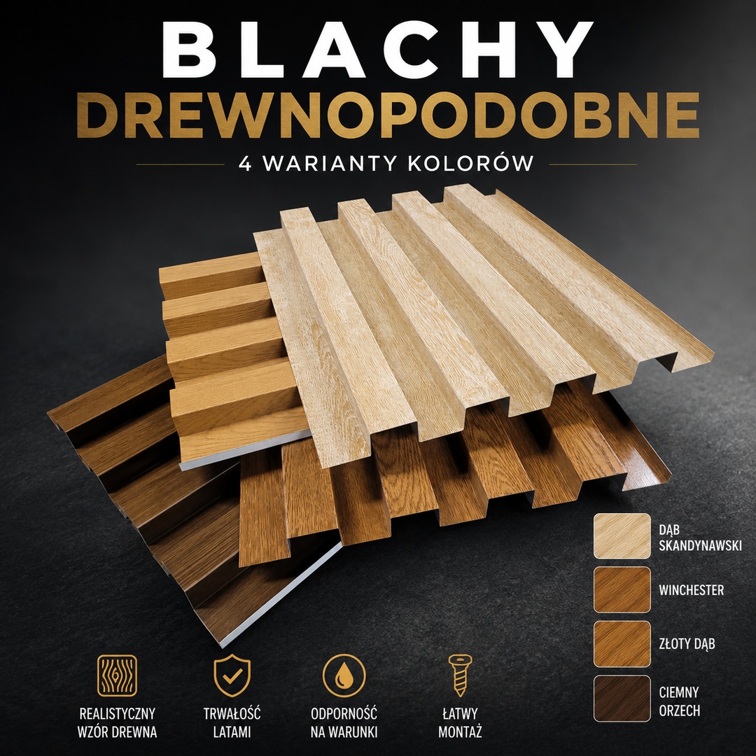 Kolory blach drewnopodobne - Imitacja drewna lamele na wymiar